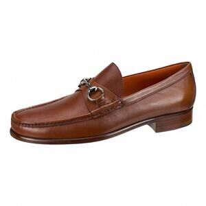 NEW PETER HUBER men's ring bit leather loafer in cognac